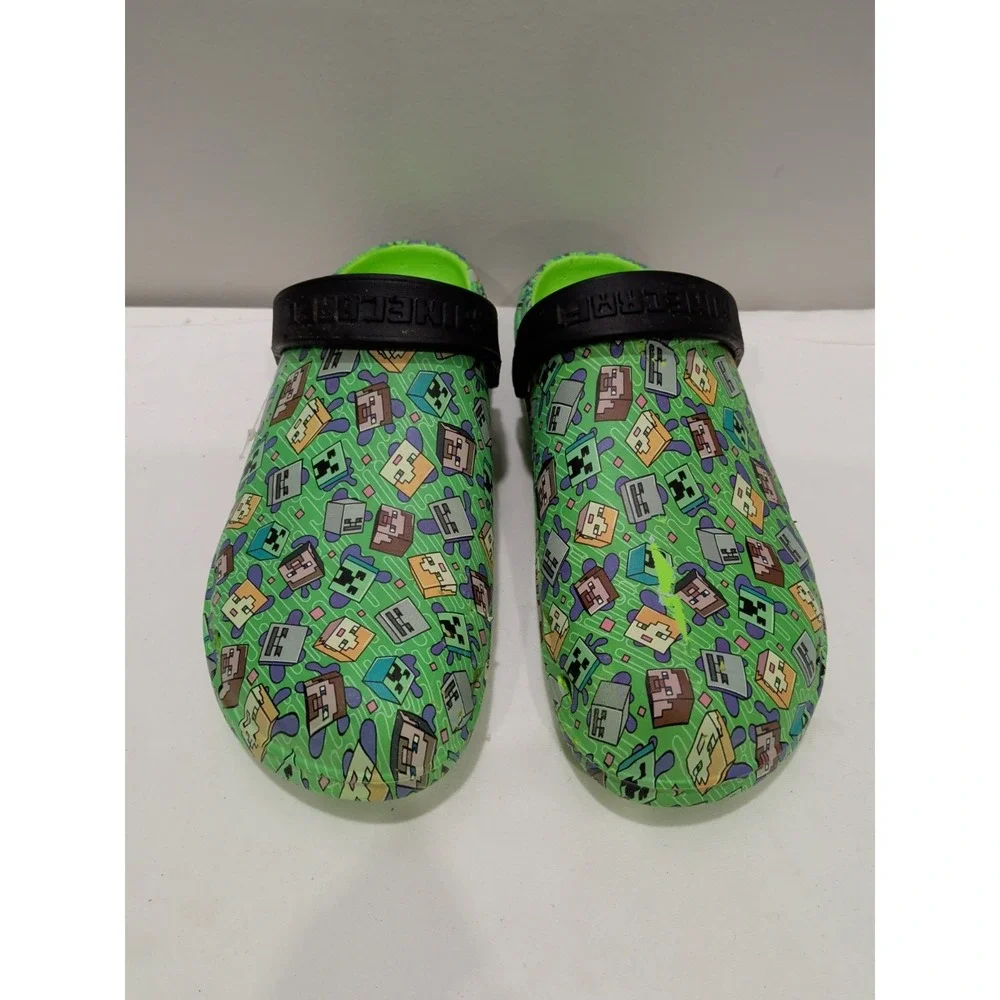 Minecraft Clogs Men's 6 Green Good Condition Character Print Slip On Shoes